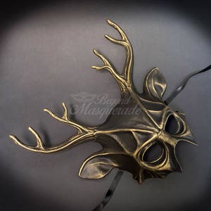 Deer Halloween Haunted House Props Animal Masquerade Mask Gold image 2