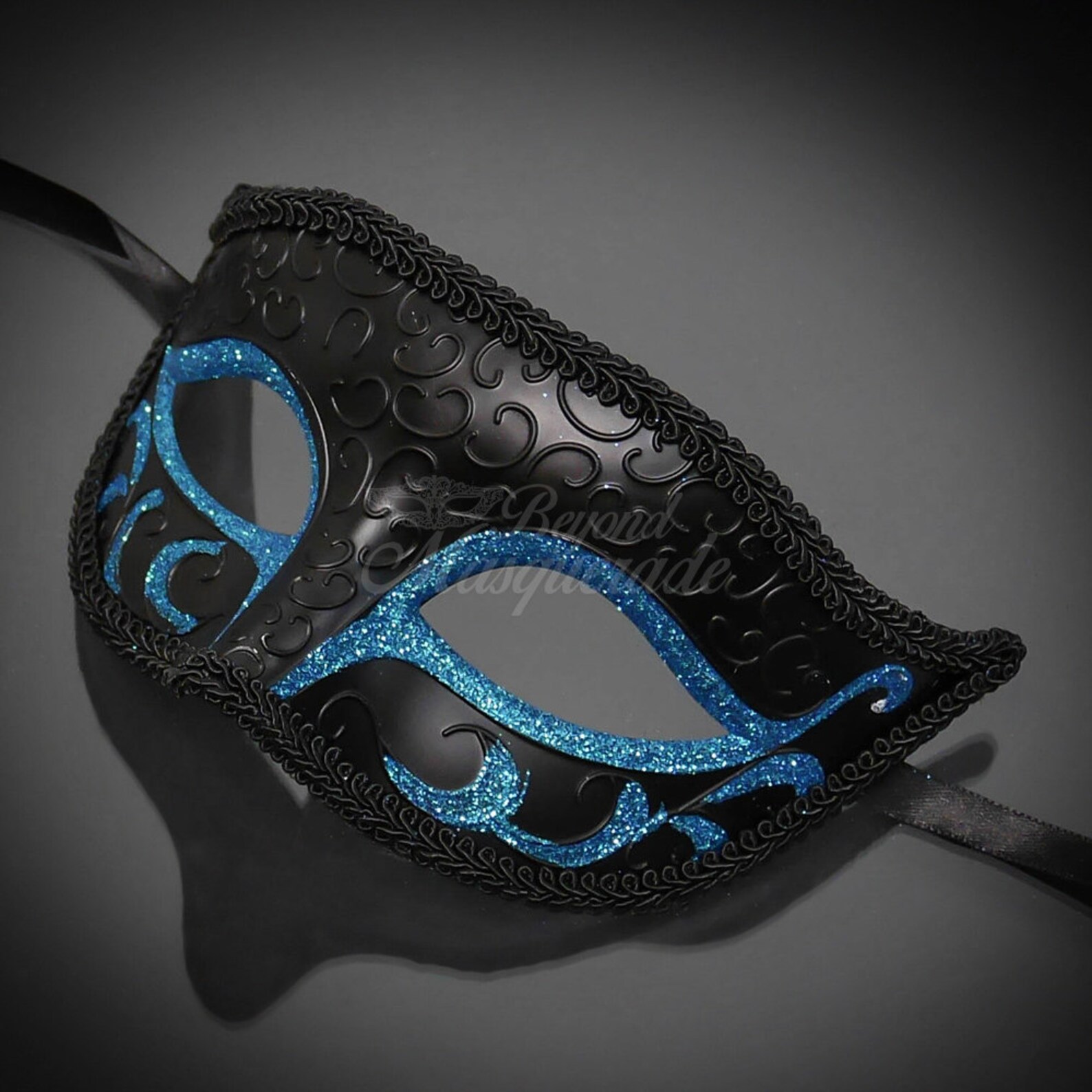 Black Blue Masquerade Mask Mens Masquerade Mask Masquerade Etsy