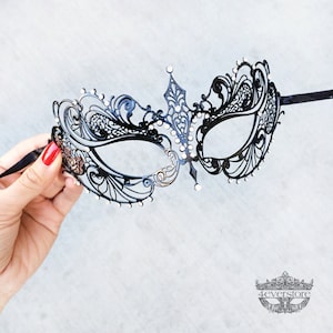 Party Mask, Masquerade Mask, Masquerade Ball Mask, Black Dress, Stunning Venetian Mask Masquerade with Diamonds, [Black Mask]