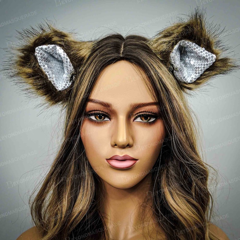 Animal Costume Ears Bear Faux Fur Ears Ears Costume Accessories Cosplay Ears Wolf ears Bear Ears Clip on ears Halloween Costume Ears
