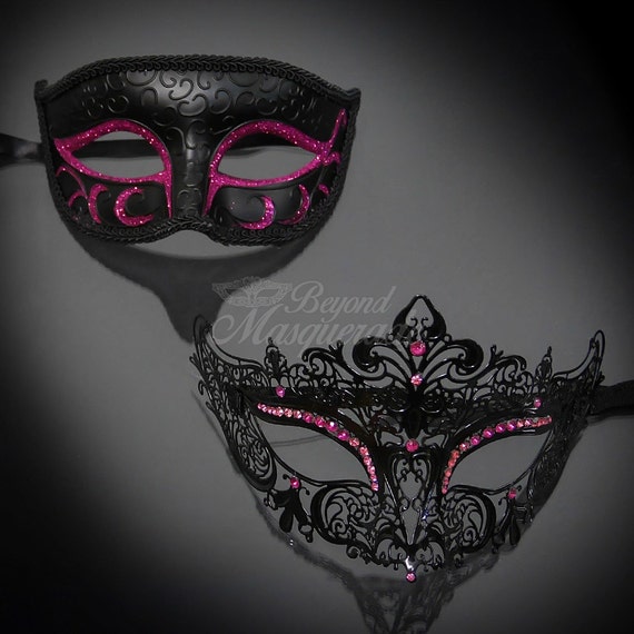 Black Pink Couples Masquerade Mask His & Hers Masquerade - Etsy