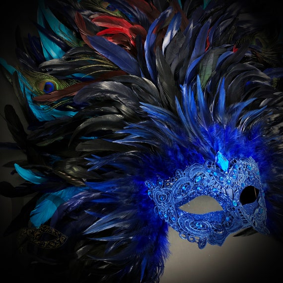 Máscara de hombre veneciano en azul