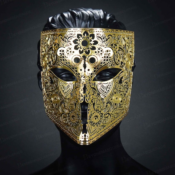 Men's Masquerade Face Mask Gold Mask Gold Masquerade Etsy