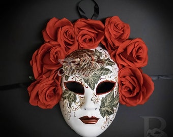 Day of the Dead Mask, Dia de los Muertos Mask, Masquerade Mask for Festivals, Halloween, Weddings and Costumes Red
