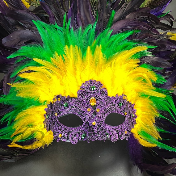  Mardi Gras Ball Ornaments Purple Green Yellow Carnival