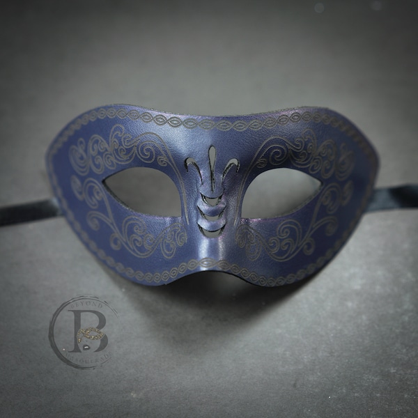 Mens Leather Masquerade Mask,  Masquerade Mask, Leather Mask, Royal Blue Mask, Mardi Gras Masquerade Mask