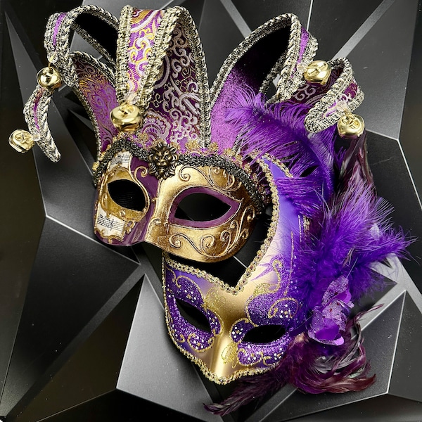 Mardi Gras Mask Venetian Jester Mask Carnival Mardi Gras Jester Masquerade Mask, Mardi Gras Carnival Mask, Mardi Gras Masks Masquerade Ball