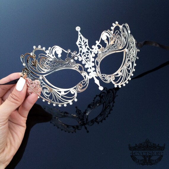 Masquerade Mask, Mask, Luxury Mask, Masquerade Ball Mask, Silver Masquerade  Mask, Venetian Masquerade Mask silver Black 