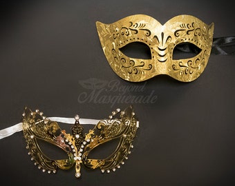 4everStore Couples Masquerade Mask, Gold Masquerade Mask, Mens Masquerade Mask, Masquerade Masks Women