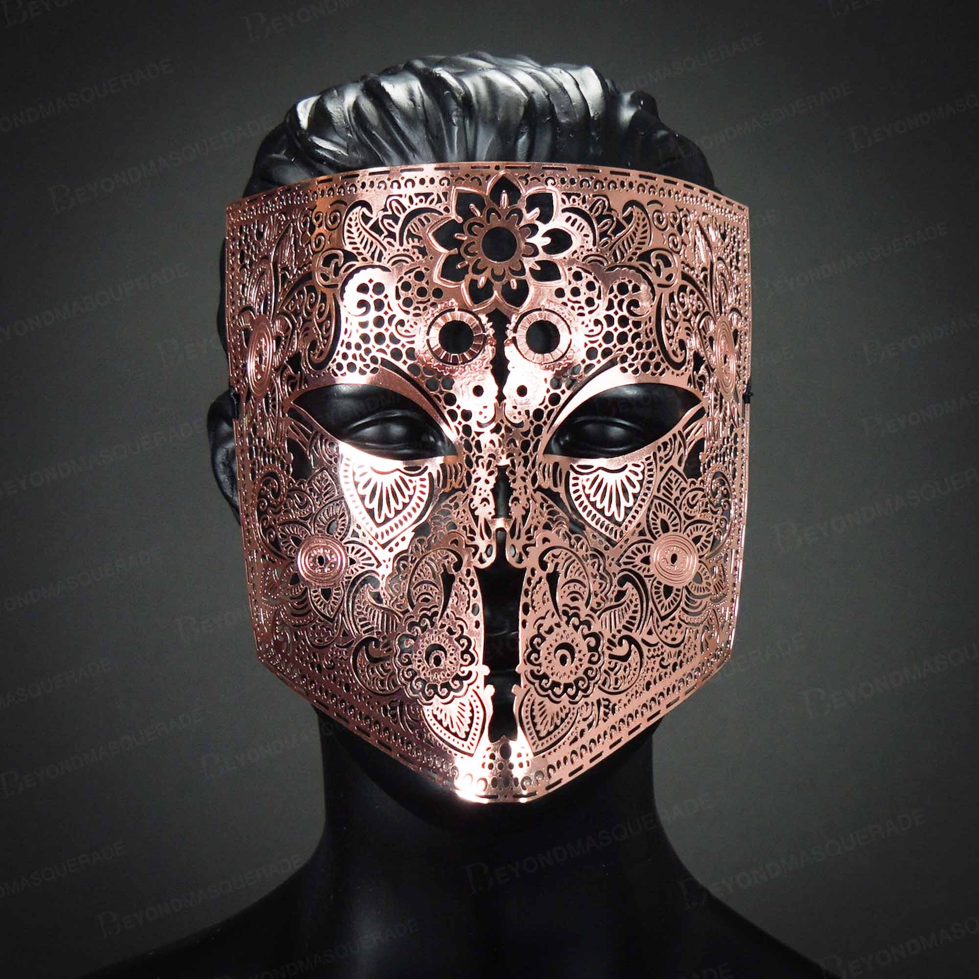Full Face Bauta Mardi Gras Luxury Venetian Party Mask Masquerade For Men Black 