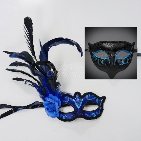 Masquerade Ball Mask Halloween Costume Mask His /& Hers Couples Phantom Masquerade Mask Set Royal Blue Metal Masquerade Masks for Couples