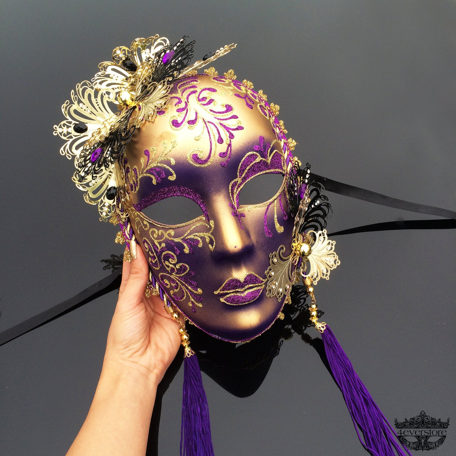 Masquerade Mask Luxurious Wall Decor Mask Silver Purple M31082