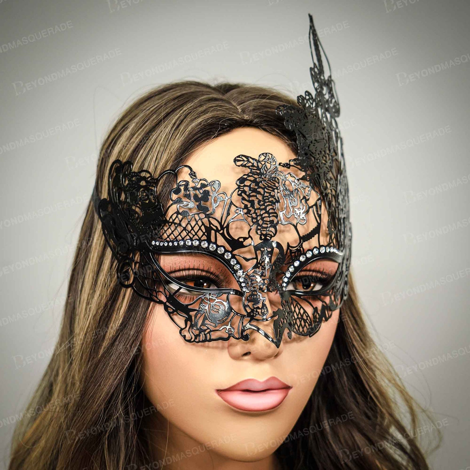Lace Mask Black Metal Lace Masquerade Mask Halloween Etsy