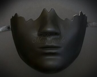 Masquerade Mask Men, Phantom Mask, Half Mask, Masquerade Mask Men, Mardi Gras BLACK