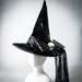 Witch Hat Black Tall Hat Halloween Decor Headpiece Witchcraft Costume Hats Cosplay Skull Bow Veil Cosplay Costume Headpiece Hat Feathers 