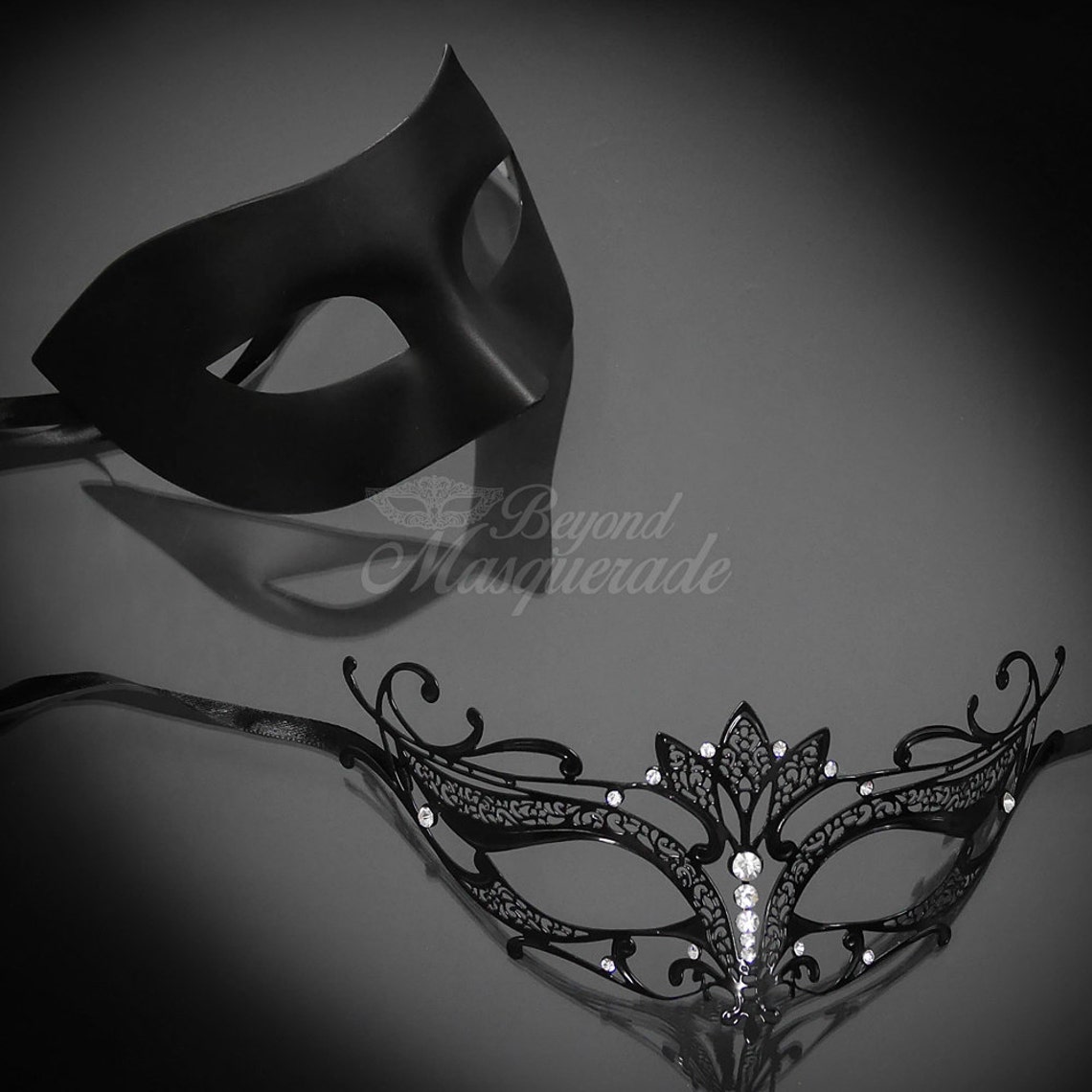 Black Masquerade Mask for Couples His & Hers Masquerade Mask Etsy