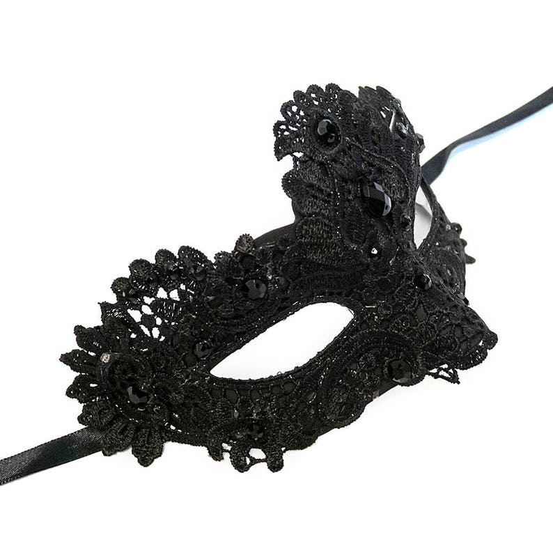 Lace Mask Black Lace Masquerade Mask Mask With Exquisite Etsy