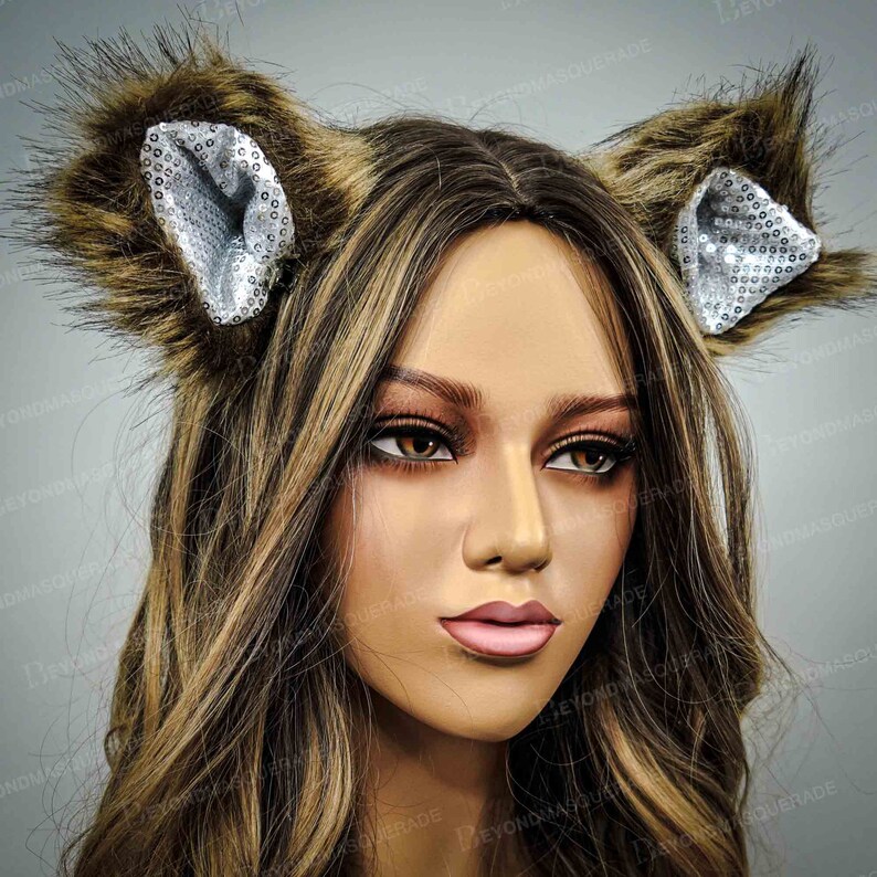 Animal Costume Ears Bear Faux Fur Ears Ears Costume Accessories Cosplay Ears Wolf ears Bear Ears Clip on ears Halloween Costume Ears