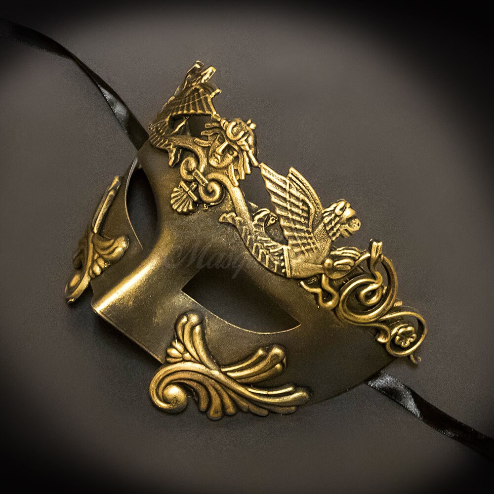 Mens Masquerade Mask Roman God/black Mask Greek God Mask Etsy