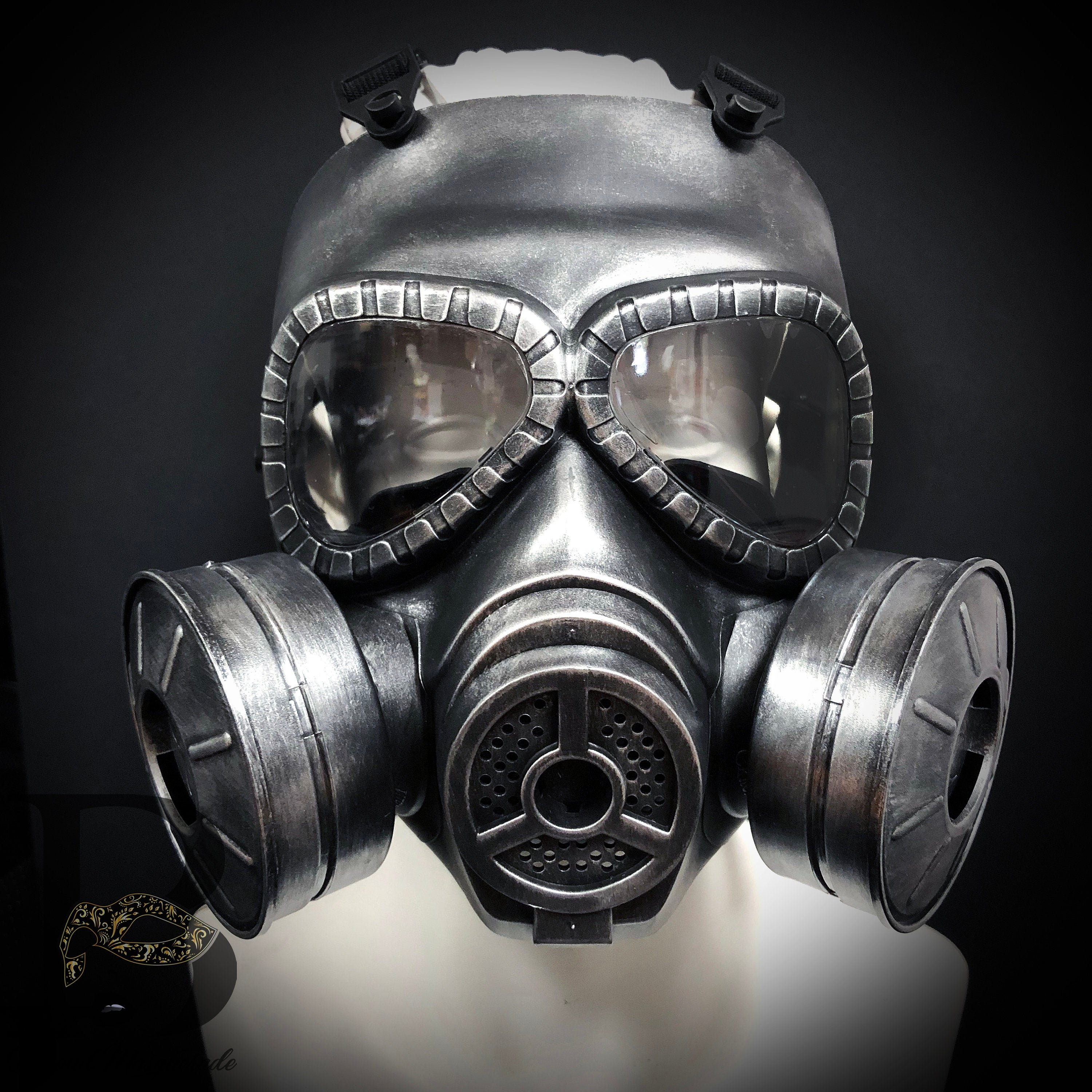 Steampunk Respirator Gas Mask Mouth Mask Full Face Gothic Masquerade Mask  Halloween Costume Mask Chrome Mask With Harness Straps 