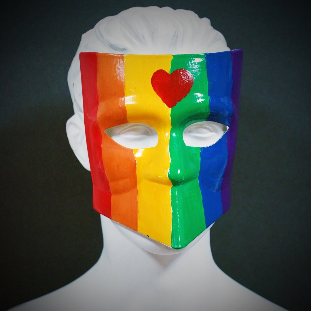 Rainbow Face Mask Rainbow Pride Mask Stripes Red Heart Full Face Mask Adult Unisex Antidust