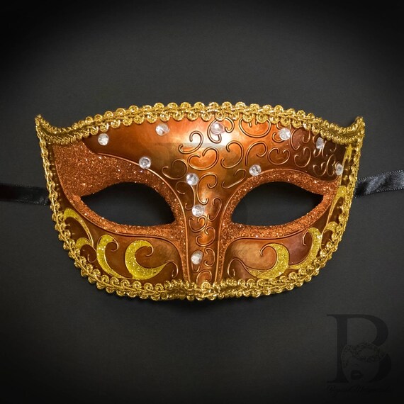 Orange Masquerade Masks Costume Masquerade Mask Mardi Gras Etsy