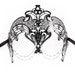 Very Seductive Black Venetian Laser Cut Masquerade Mask w/ Black Diamond Inspired Rhinestones & Chains - Made of Handcrafted Filigree Metal 