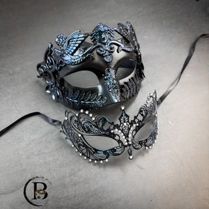 Dragonfly Masquerade Mask His & Hers Glittery Masquerade Masks Couple, Metal Mask Women,Roman Venetian Mask Men Couples Masks