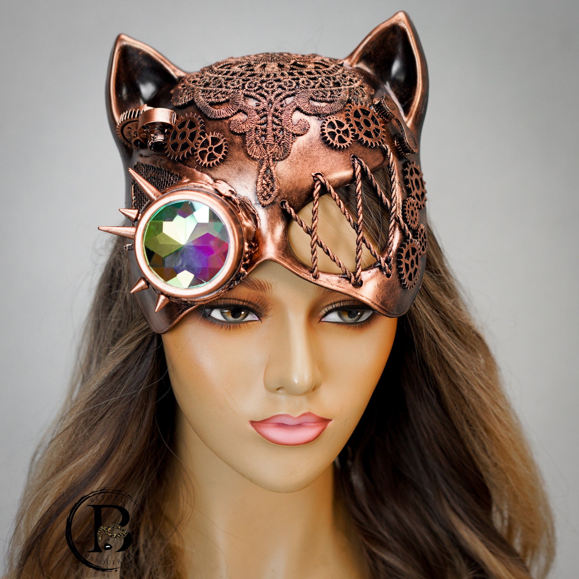 Cat Woman Masquerade Mask, Steampunk, Steampunk Masquerade Mask, Masquerade  Mask Uni-sex, Steampunk Accessories, Copper Masquerade Mask 