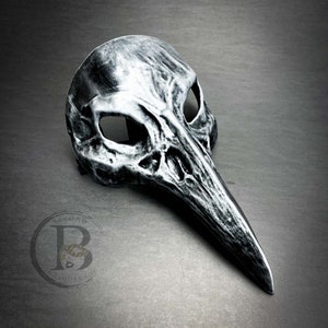 Halloween Skull Mask Animal Beak Mask Crow Long Nose Plague Doctor Mask Steampunk Feather Mask Raven Mask Cosplay Masquerade Mask Silver
