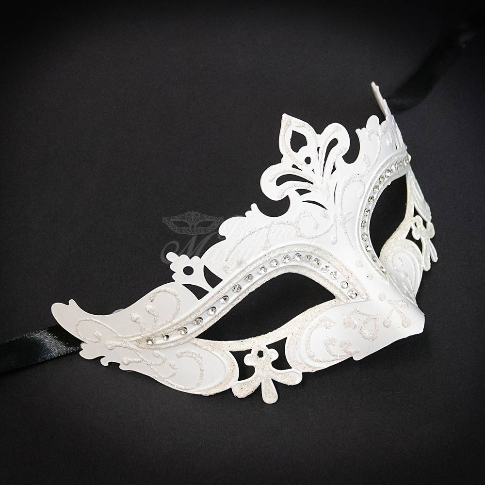 Masquerade Mask White Mask Rhinestone Mask Costume Mask Etsy