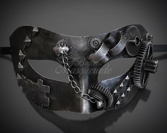 Men's Masquerade Mask, Steampunk, Steampunk Masquerade Mask, Masquerade Mask Men, Steampunk Accessorie - Silver