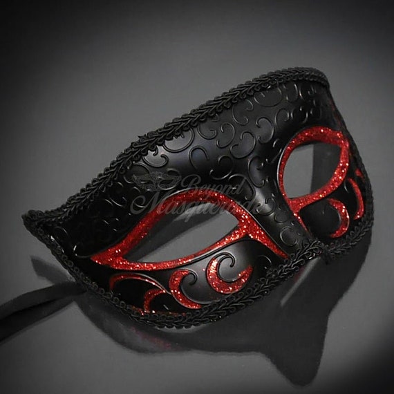Red Masquerade Mask Mens Masquerade Mask Masquerade Ball Etsy