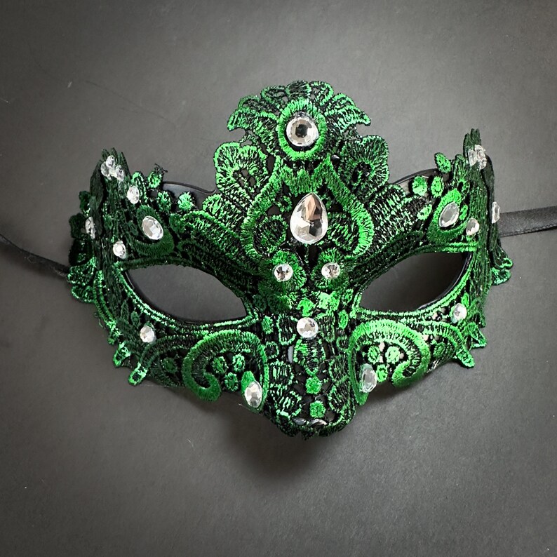 Emerald Green Masquerade Mask Mardi Gras Masquerade Mask Etsy