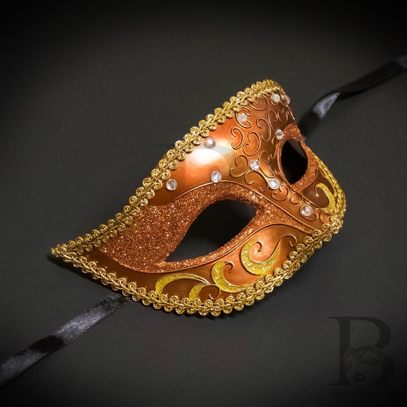 Orange Masquerade Masks Costume Masquerade Mask Mardi Gras Etsy