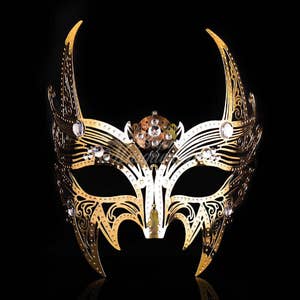 Masquerade Mask, Wolf Costume Mask, Metal Cosplay Mask, Metal Masquerade Mask Gold