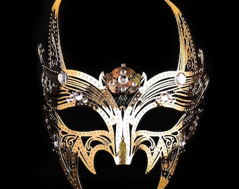 Masquerade Mask, Wolf Costume Mask, Metal Cosplay Mask, Metal Masquerade Mask Gold