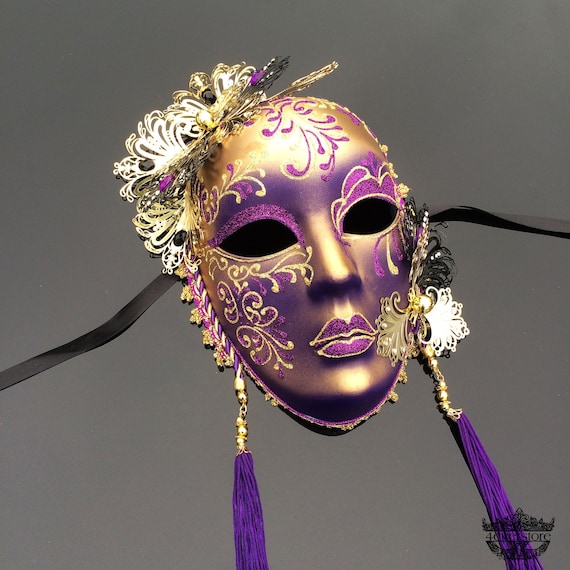 Masquerade Mask, Mask, Wall Decor, Masquerade Ball Mask, Gold Masquerade Mask, Venetian Masquerade Mask [Gold Mask | White Tassle]