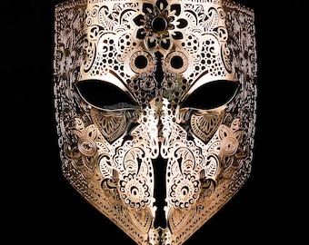 Masquerade Mask, Gold Masquerade Mask, Masquerade Ball Masks, Mardi Gras Mask, Masquerade Ball Masks, Full Face Lace Metal Mask