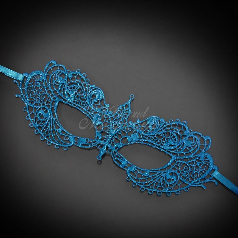 Teal Masquerade Mask Brocade Lace Mask Mardi Gras Mask Etsy