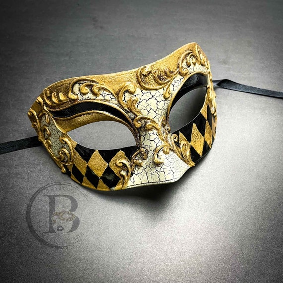 Black and Silver Musical Notes Half Face Phantom Masquerade Mask 