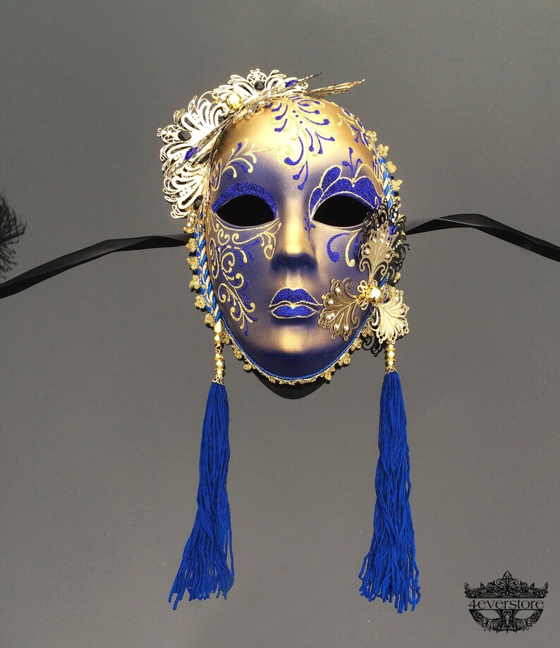 Wall Decor Masquerade Mask Masquerade Mask Venetian Masquerade Mask Gold | Blue Mask Mardi Gras Mask Masquerade Ball Mask
