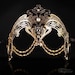 Masquerade Mask, Gold Majestic Mask, Goddess Masquerade Mask, Masquerade Ball Mask, Mask with Rhinestones and layered jewelry chains
