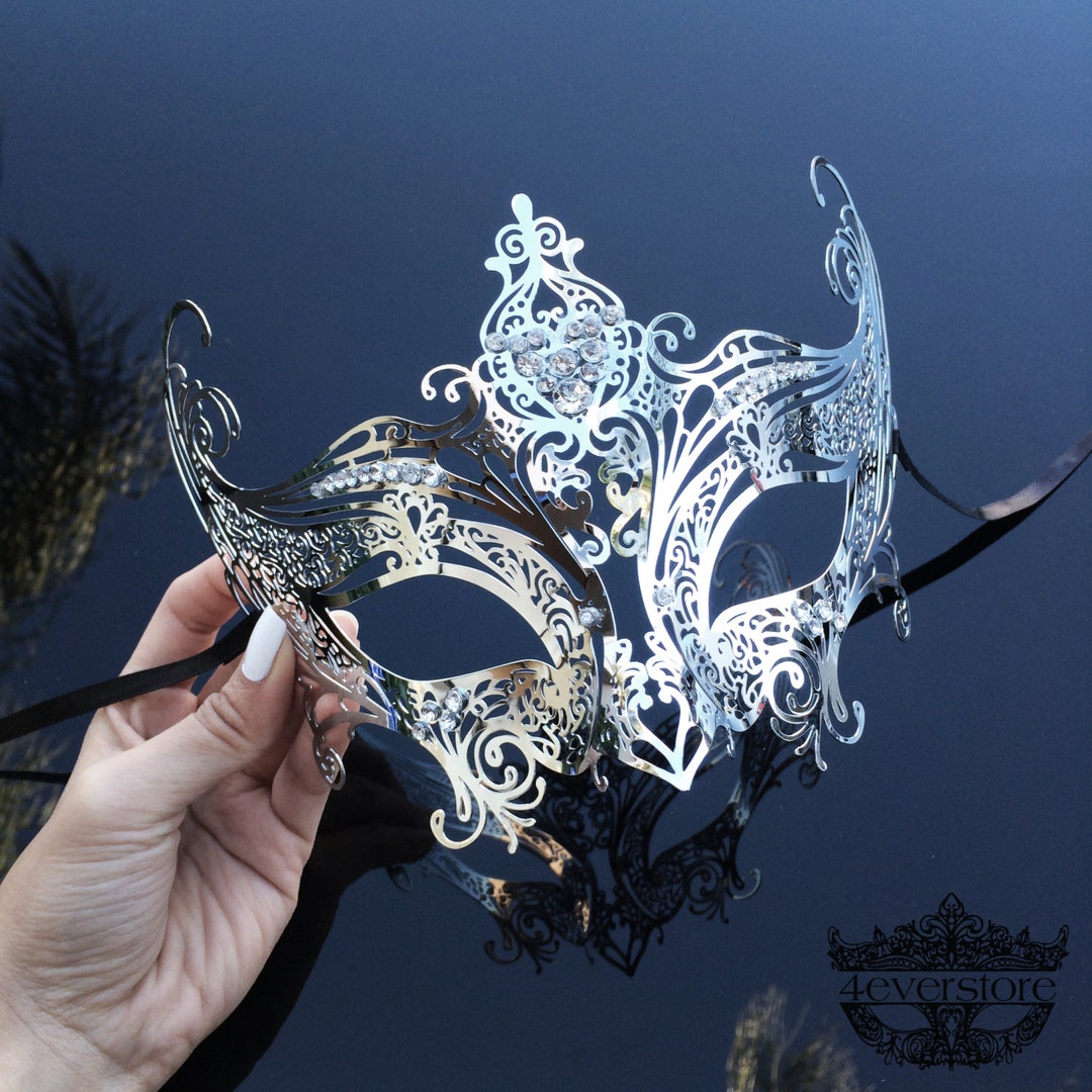 Masquerade Mask Silver Masquerade Mask Mardi Gras Mask Etsy