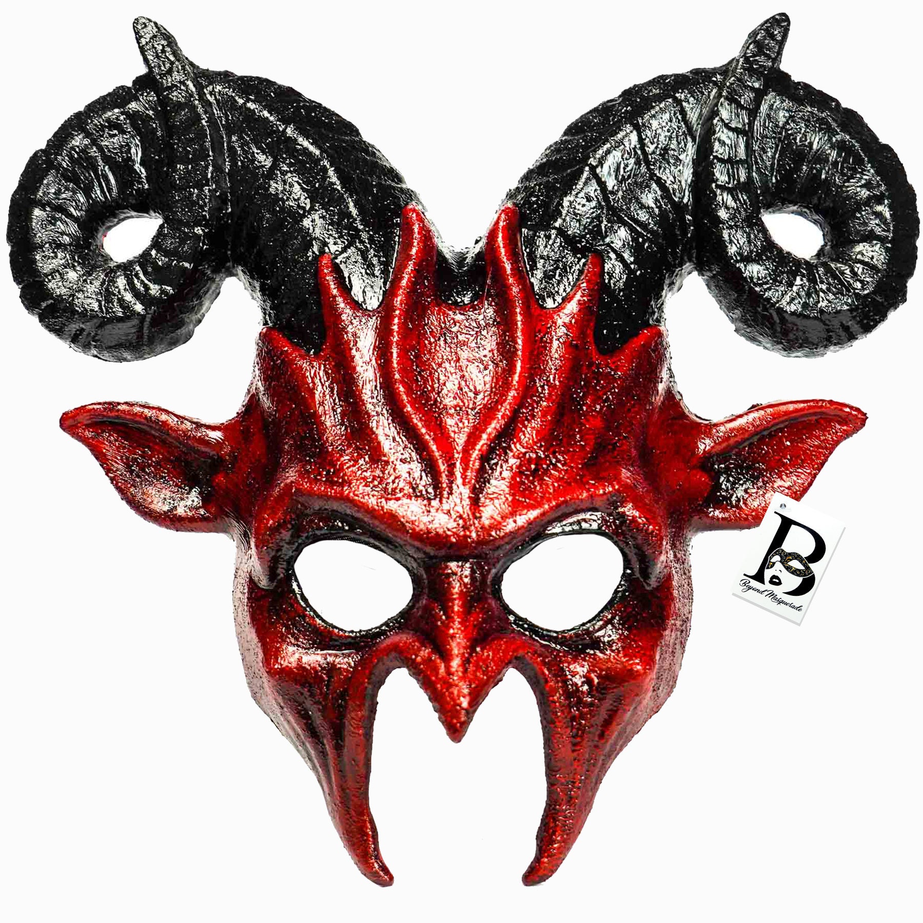 Scary Horns Mask Red Devil Halloween Masquerade Mask Cosplay Etsy