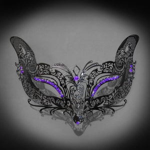 Masquerade Mask, Black Purple Masquerade Mask, Cat Mask, Cat Woman Mask, Masquerade Ball Masks, Mardi Gras Mask, Masquerade Mask
