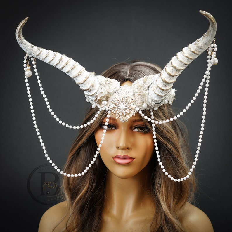 Ram Horns Antler White Pagan Cosplay Headpiece Fairy Costume Etsy