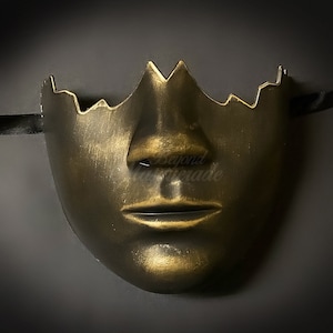 Masquerade Mask Men, Phantom Mask, Half Mask, Masquerade Mask Men, Mardi Gras GOLD BLACK