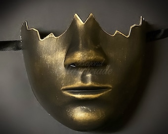 Masquerade Mask Men, Phantom Mask, Half Mask, Masquerade Mask Men, Mardi Gras GOLD BLACK