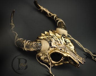 Medusa Pagan Ram Skull Masquerade Headpiece, Masquerade Head Dress, Halloween Mask, Snake Ram Headpiece, Medusa Costume, Ram Skull, Gold